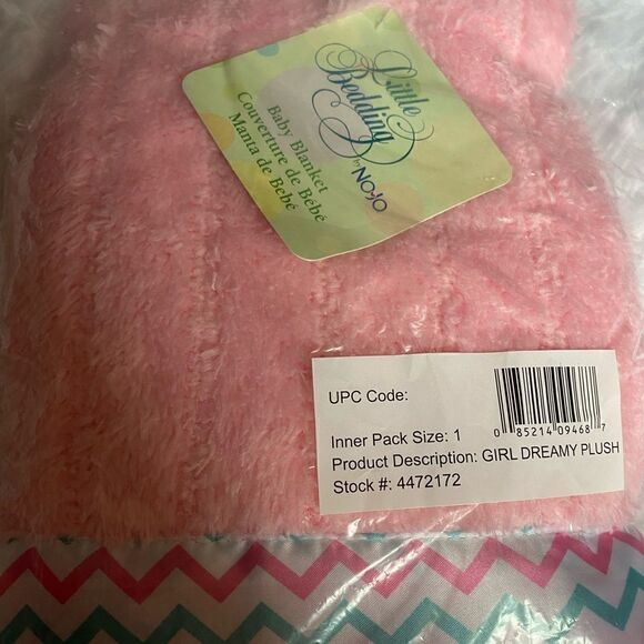 *NWT* (12) Little Beginnings Plush Baby Blanket Pink Plush Fabric W/ Satin Trim - Picture 2 of 3